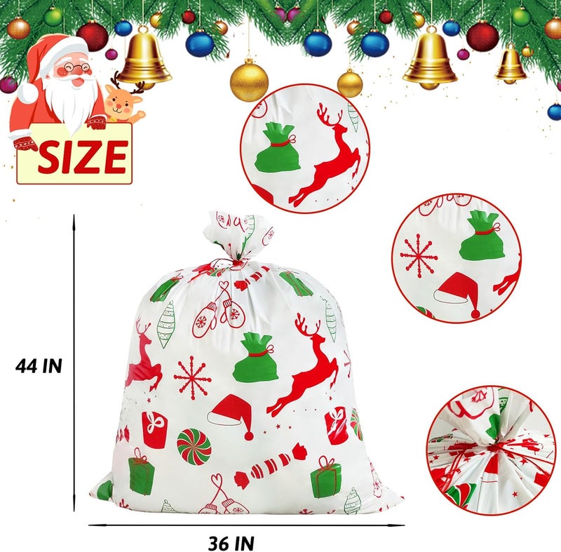 ZMCINER 8 PCS Large Christmas Gift Bags Jumbo Gift Bag Oversized Size 44” X 36” for Xmas Parties Giving, Oversize Xmas Gifts, Heavy Duty Bags, Christmas Goodie Large Bags - Image 2